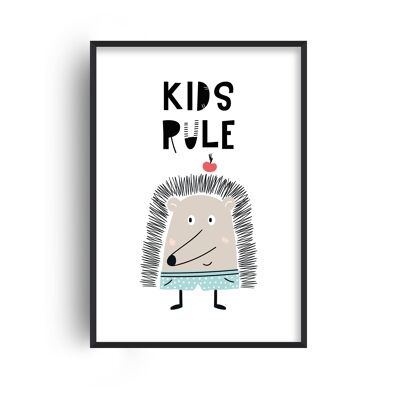 Kids Rule Animal Pop Print - A3 (29.7x42cm) - White Frame