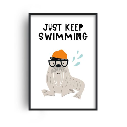 Just Keep Swimming Animal Pop Print - A4 (21x29.7cm) - Black Frame