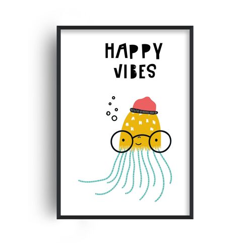 Happy Vibes Animal Pop Print - A4 (21x29.7cm) - Black Frame