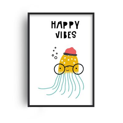 Happy Vibes Animal Pop Print - A4 (21x29.7cm) - Black Frame