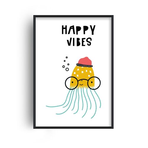 Happy Vibes Animal Pop Print - A4 (21x29.7cm) - White Frame