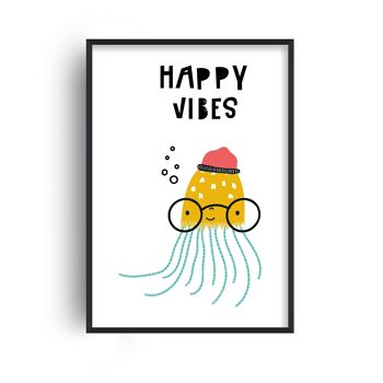Happy Vibes Animal Pop Print - A2 (42x59,4cm) - Cadre Noir 1