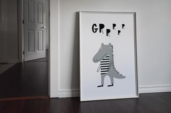 Grr Gator Animal Pop Print - 20x28 poucesx50x70cm - Cadre Noir 2