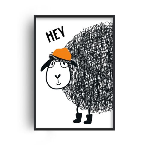 Hey Animal Pop Print - 30x40inches/75x100cm - Black Frame