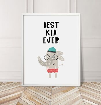 Best Kid Ever Animal Pop Print - A2 (42x59,4cm) - Cadre Blanc 3