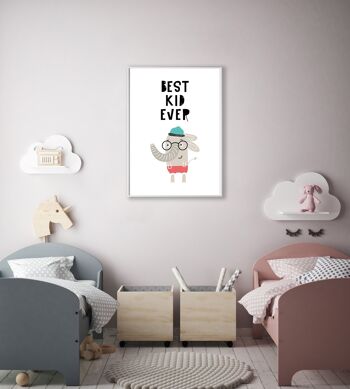 Best Kid Ever Animal Pop Print - 30 x 40 pouces/75 x 100 cm - Cadre blanc 2
