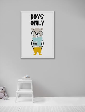 Boys Only Animal Pop Print - A3 (29,7 x 42 cm) - Cadre noir 2