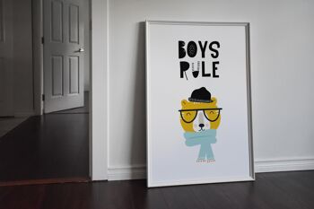 Boys Rule Animal Pop Print - A2 (42 x 59,4 cm) - Impression uniquement 2