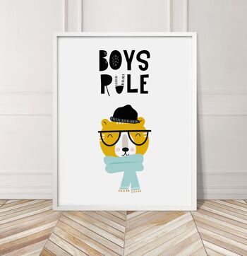 Boys Rule Animal Pop Print - A2 (42 x 59,4 cm) - Impression uniquement 3
