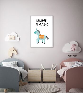 Believe in Magic Animal Pop Print - 20x28 poucesx50x70cm - Cadre Blanc 2