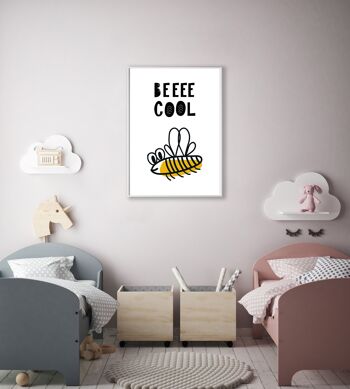 Be Cool Animal Pop Print - A2 (42x59,4cm) - Cadre Blanc 2