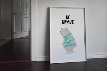 Be Brave Animal Pop Print - A2 (42x59,4cm) - Cadre Noir 2
