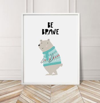 Be Brave Animal Pop Print - A2 (42x59,4cm) - Cadre Noir 3