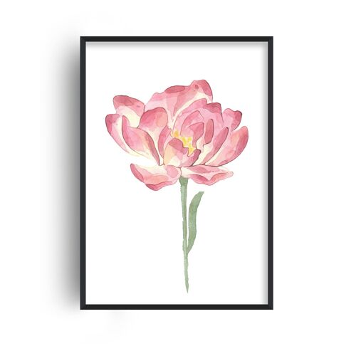 Pink Watercolour Flower Print - A4 (21x29.7cm) - White Frame