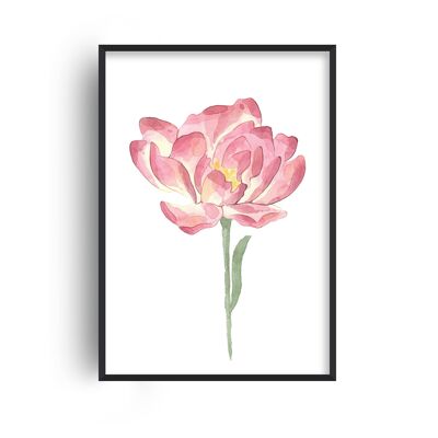 Pink Watercolour Flower Print - A2 (42x59.4cm) - Black Frame