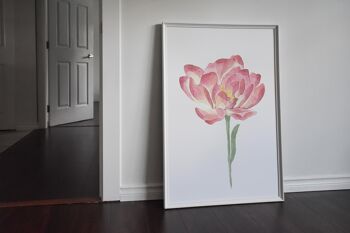 Imprimé Fleur Aquarelle Rose - 20x28 poucesx50x70cm - Cadre Blanc 2