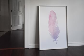 Impression de plumes aquarelle rose - A5 (14,7 x 21 cm) - impression uniquement 2