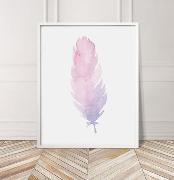 Impression de plumes aquarelle rose - A5 (14,7 x 21 cm) - impression uniquement 3