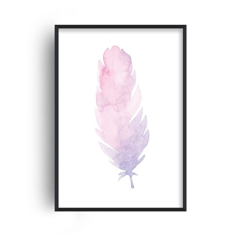 Pink Watercolour Feather Print - A2 (42x59.4cm) - Black Frame