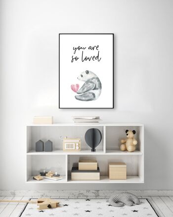 You Are So Loved Panda Print - A2 (42x59,4cm) - Cadre Noir 2