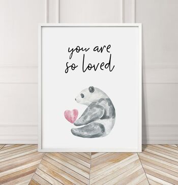 You Are So Loved Panda Print - A2 (42x59,4cm) - Cadre Noir 3