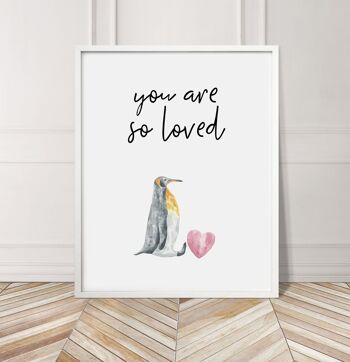 Impression de pingouin You Are So Loved - A3 (29,7x42cm) - Cadre blanc 3