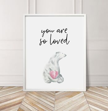 Impression d'ours polaire You Are So Loved - A3 (29,7x42cm) - Cadre noir 3