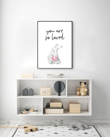 Impression Ours Polaire You Are So Loved - A3 (29,7x42cm) - Cadre Blanc 2