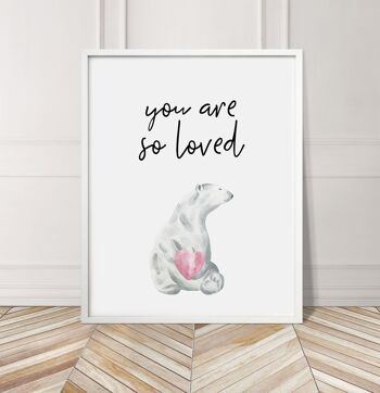 Impression Ours Polaire You Are So Loved - A3 (29,7x42cm) - Cadre Blanc 3