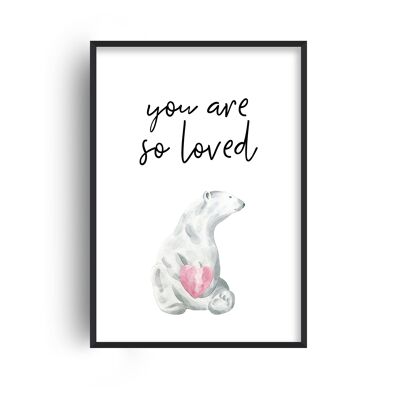 You Are So Loved Polar Bear Print - A2 (42x59.4cm) - White Frame
