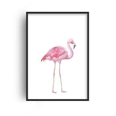 Flamingo Watercolour Print - A2 (42x59.4cm) - Black Frame