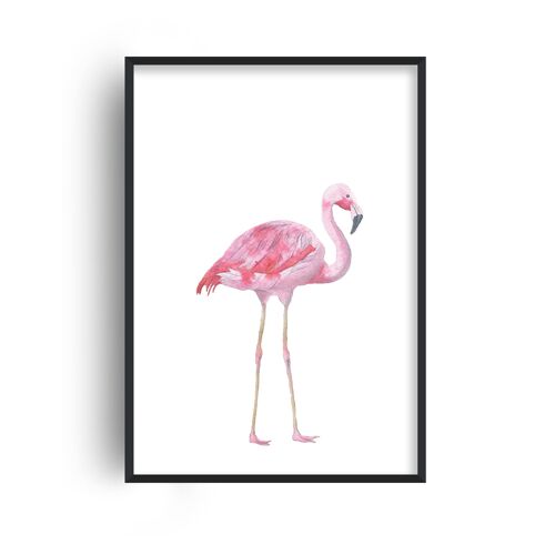 Flamingo Watercolour Print - A2 (42x59.4cm) - White Frame