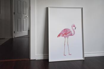 Flamingo Aquarelle Print - 20x28inchesx50x70cm - Cadre Noir 2