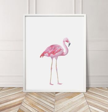 Flamingo Aquarelle Print - 20x28inchesx50x70cm - Cadre Noir 3