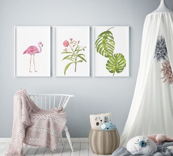 Flamingo Aquarelle Print - 20x28inchesx50x70cm - Cadre Noir 4