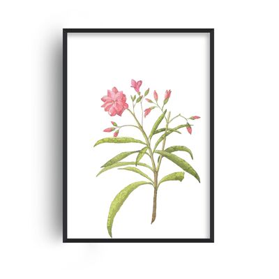 Pink Plant Floral Print - A2 (42x59.4cm) - Black Frame