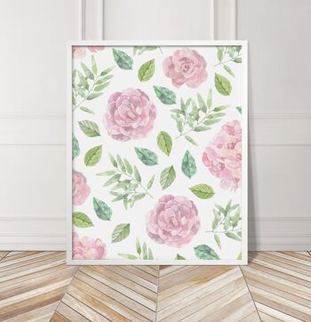 Imprimé Floral Rose - A2 (42x59,4cm) - Cadre Blanc 3