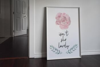 Isn't She Lovely Pink Floral Print - A3 (29,7x42cm) - Cadre noir 2