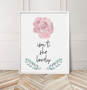 Isn't She Lovely Pink Floral Print - A3 (29,7x42cm) - Cadre blanc 3