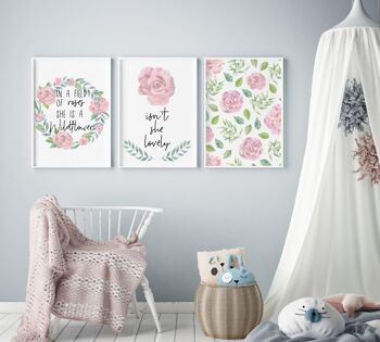 Isn't She Lovely Pink Floral Print - A3 (29,7x42cm) - Cadre blanc 4