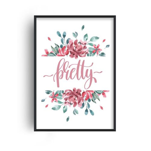 Pretty Pink Floral Print - A4 (21x29.7cm) - White Frame