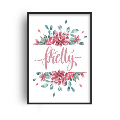 Pretty Pink Floral Print - A3 (29.7x42cm) - Black Frame