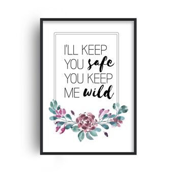 I'll Keep You Safe Purple Floral Print - A4 (21 x 29,7 cm) - Impression uniquement 1