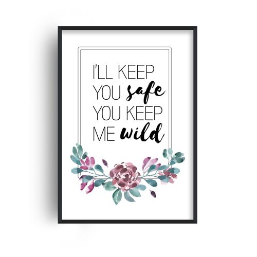 I'll Keep You Safe Purple Floral Print - 20x28inchesx50x70cm - Print Only