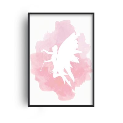 Fairy Pink Watercolour Print - A2 (42x59.4cm) - Black Frame