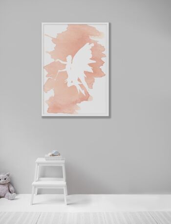 Fairy Peach Aquarelle Print - A4 (21x29.7cm) - Cadre Blanc 2