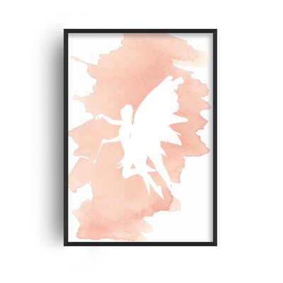 Fairy Peach Watercolour Print - A2 (42x59.4cm) - White Frame