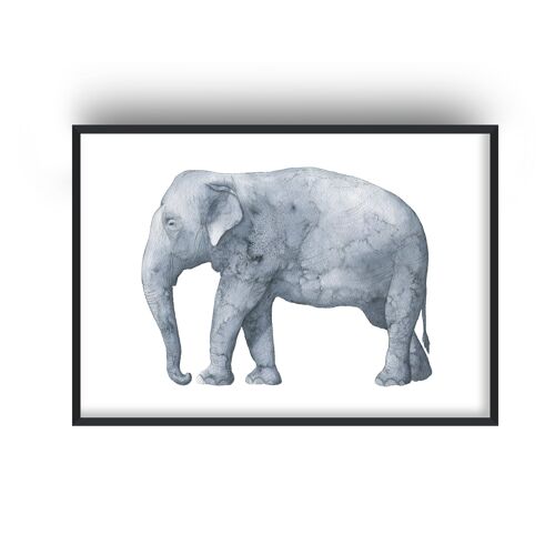 Elephant Watercolour Print - A4 (21x29.7cm) - Black Frame