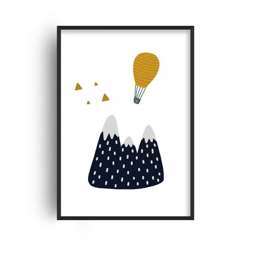 Little Explorer Hot Air Balloon Print - A4 (21x29.7cm) - Black Frame