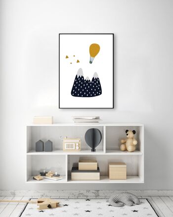 Little Explorer Hot Air Balloon Print - A2 (42x59,4cm) - Cadre Blanc 2